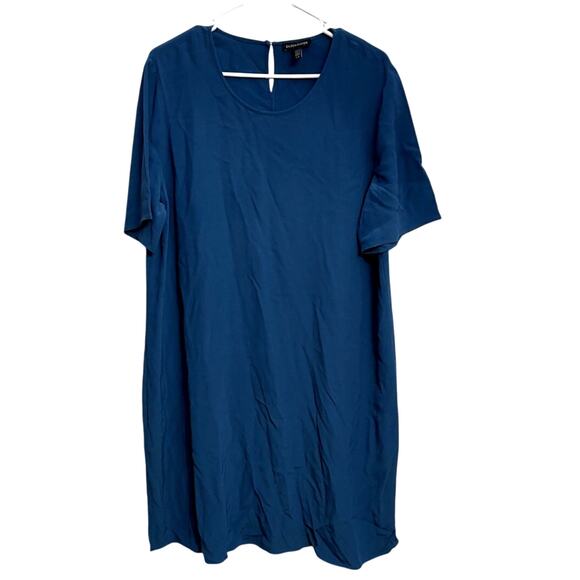 Eileen Fisher Tencel Viscose Crepe Shift Dress Midi Minimalist Old Money Size L - Picture 1 of 3